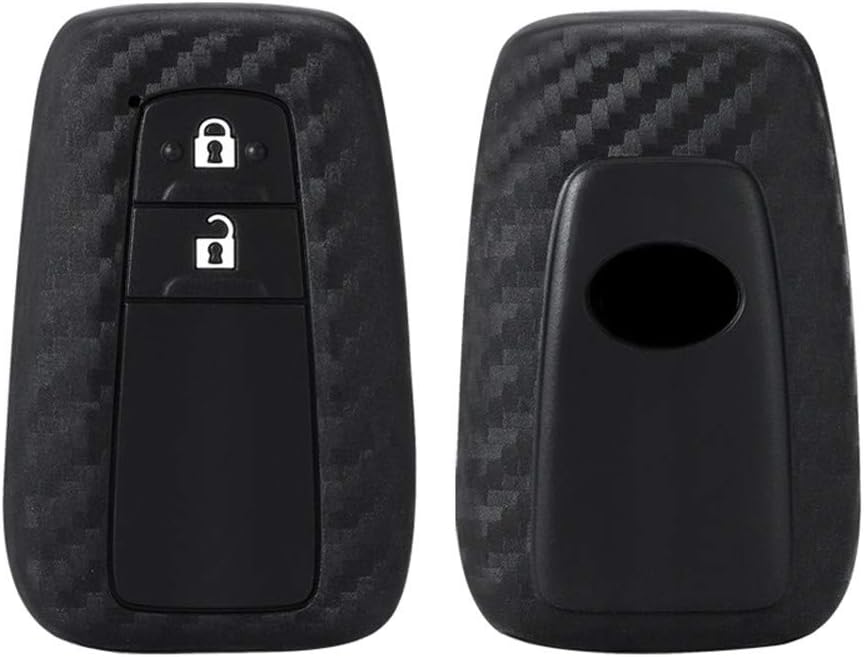 Happyit Carbon Fiber Pattern Soft Silicone Car Key Cases Cover for Toyota CHR C-HR Camry Prius Prado 2 Buttons Keyless Remote Control