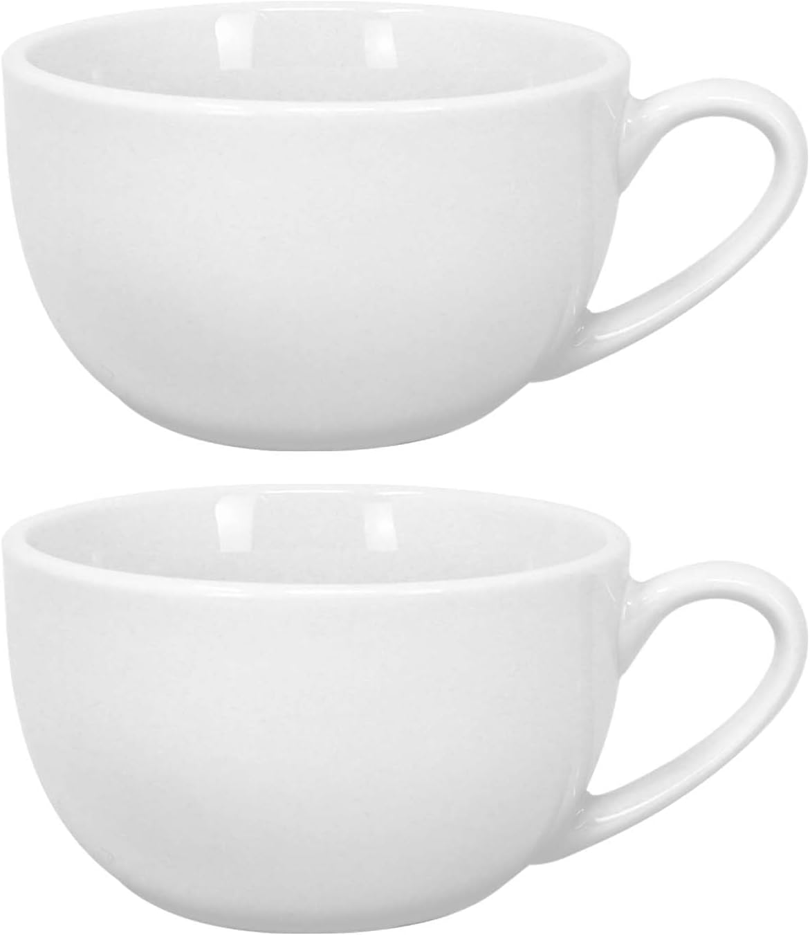 UNIQUE HOME LIVING Cappuccino Cups Set of 2, White Porcelain Cappuccino Cup with Handle, Large 270ml Mug Set for Tea Coffee, Latte, Espresso & Americano, Microwave Freezer and Dishwasher Safe