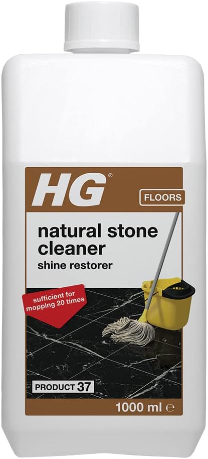 HG Natural Stone Cleaner Shine Restorer, Product 37, Highly Concentrated Formula for Marble and Calciferous Natural Stone, Mop or Polish for Restoring Shine – 1L (221100106)