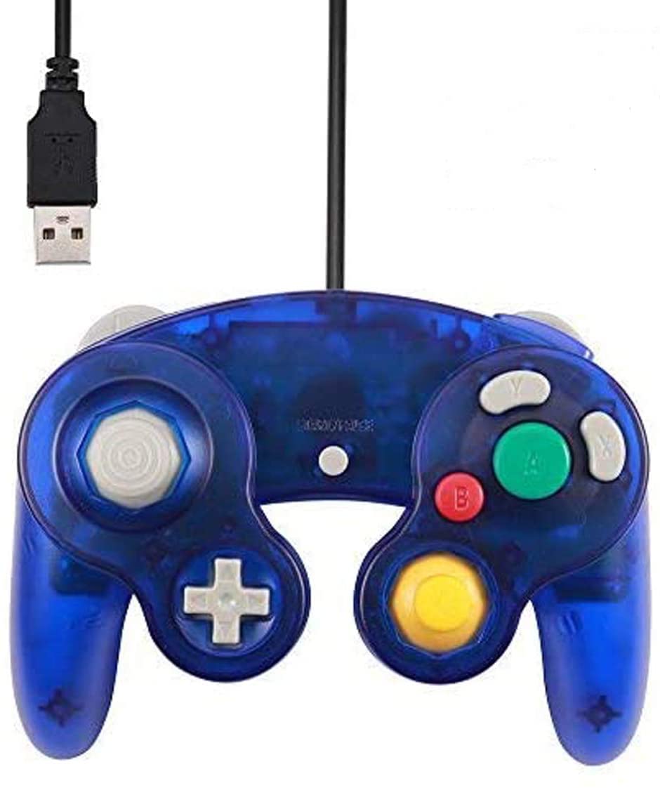 Arrocent GC Controller, Replacement for Gamecube Controller, Compatible with Wired USB Game Cube Controller/PC Windows 7 8 10 (ClearBlue)