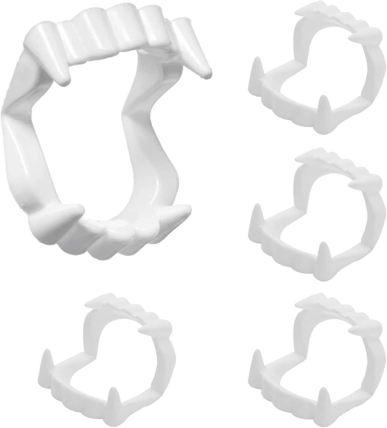5 Piece Plastic Vampire Teeth, Werewolf Zombie Fangs, Teeth White Fangs Scary Halloween, Monster Teeth for Halloween Party Fancy Dress Adult Teenagers