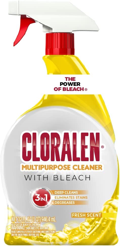 Cloralen All Purpose Cleaner with Bleach Spray - 32 fl oz - Fresh Scent - 3-in-1 Multipurpose Cleaner Spray - Deep Cleans, Eliminates Stains & Degreases