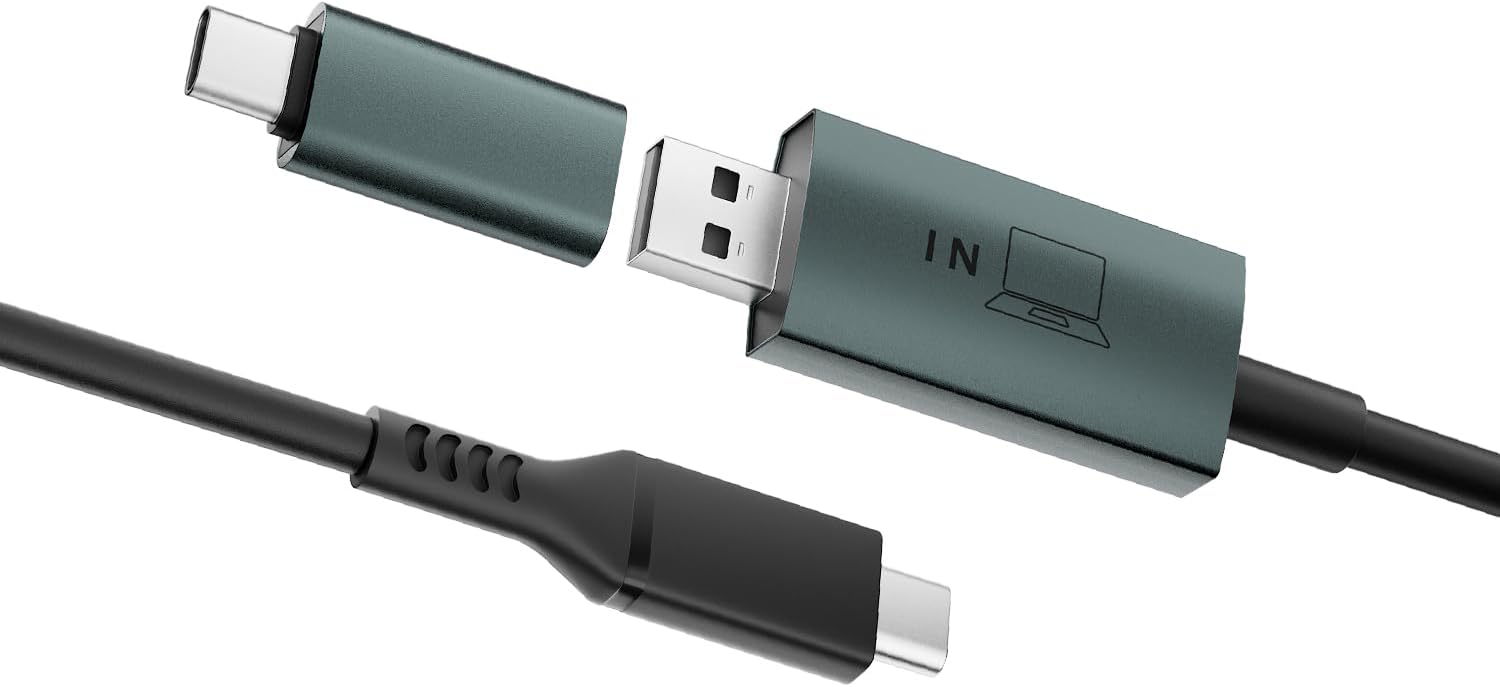 Teamgee Datenhub Video Converter Cable for Laptop Screen Extender，USB-A USB-C, for Windows, MacOS including M1 M2 M3