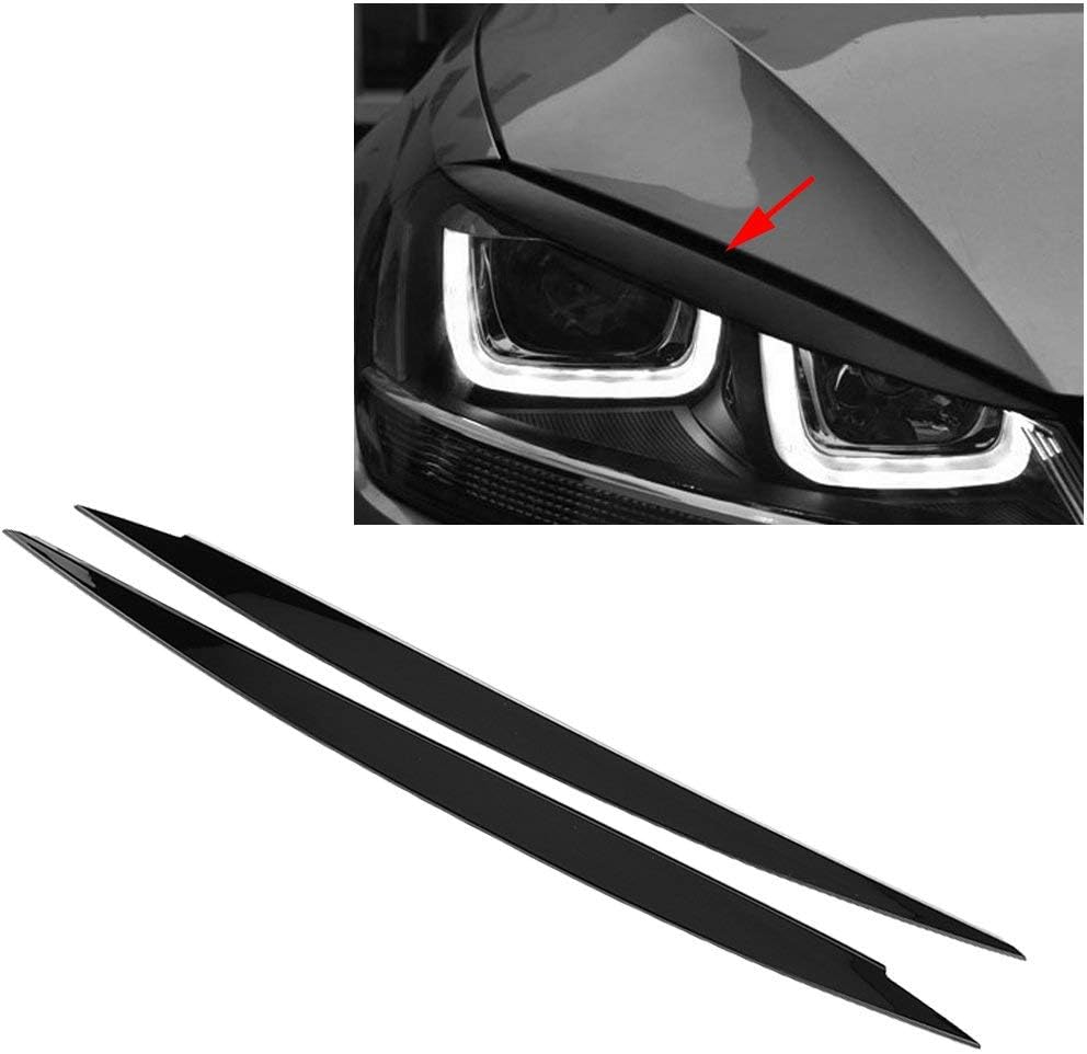 Qiilu Front Headlamp Headlight Eyebrow Eyelid Car Stickers Decal Trim for 7 2013-2018 Black