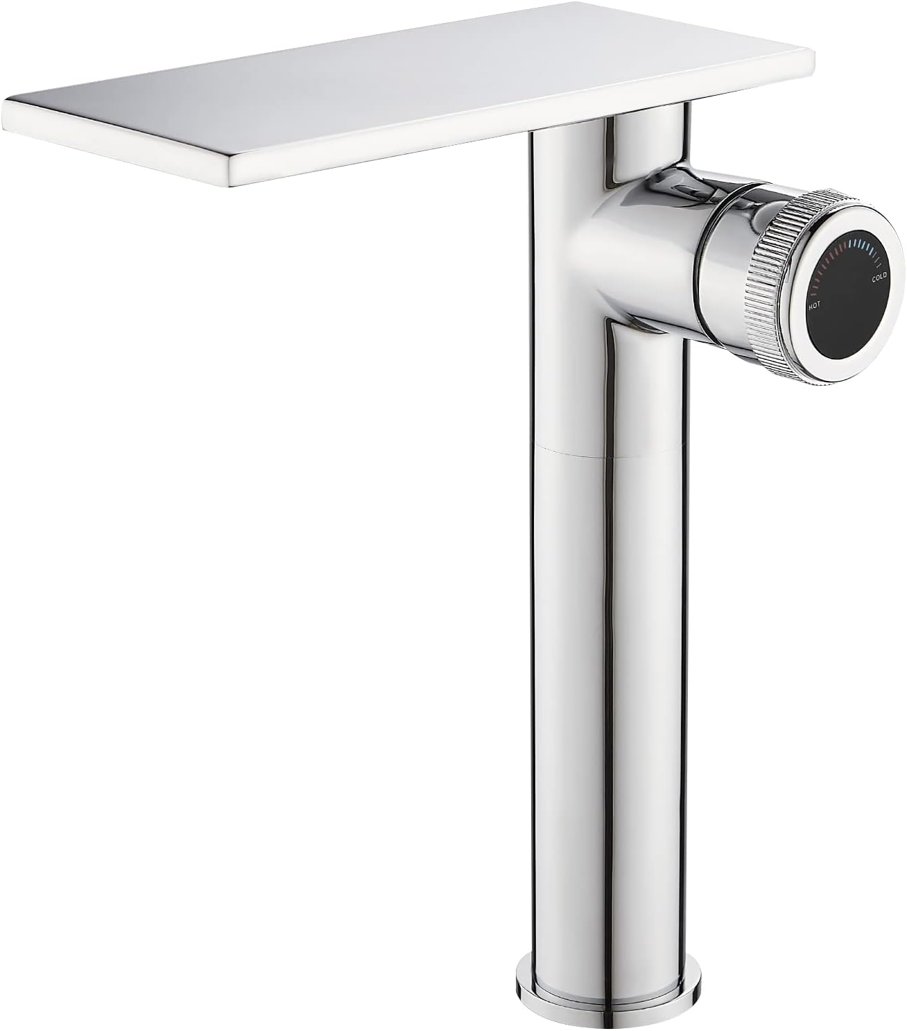 becola Modern Chrome Bathroom Faucet，Tall Waterfall Faucet for Bathroom Sink，Single Hole Cold and Hot Basin Mixer Tap，Single Handle Vanity Faucet with Adjust Knobs and Two Supply Lines