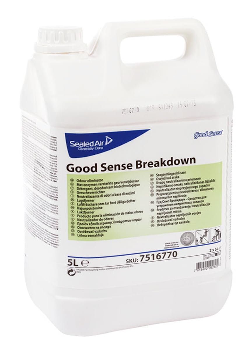 Diversey Good Sense Breakdown Odour Neutraliser, enzyme cultures, odour counteractants, strong fragrance, 5L (pack of 2)