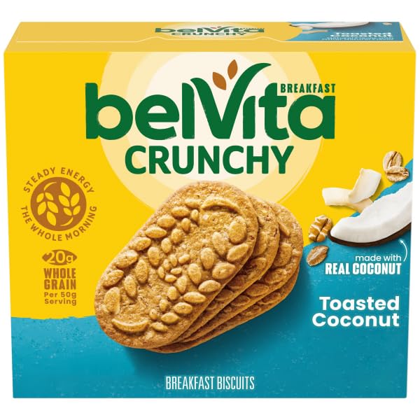 belViita Toasted Coconut Breakfast Biscuits, 5 Packs (4 Biscuits Per Pack)