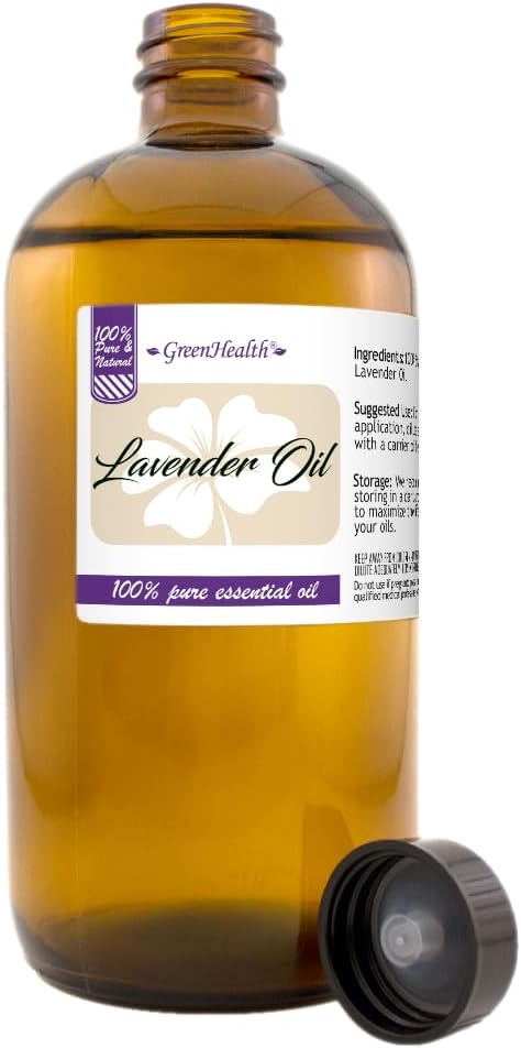 Lavender Essential Oil - 16 fl oz (473 ml) Amber Glass Bottle - 100% Pure Essential Oil – GreenHealth