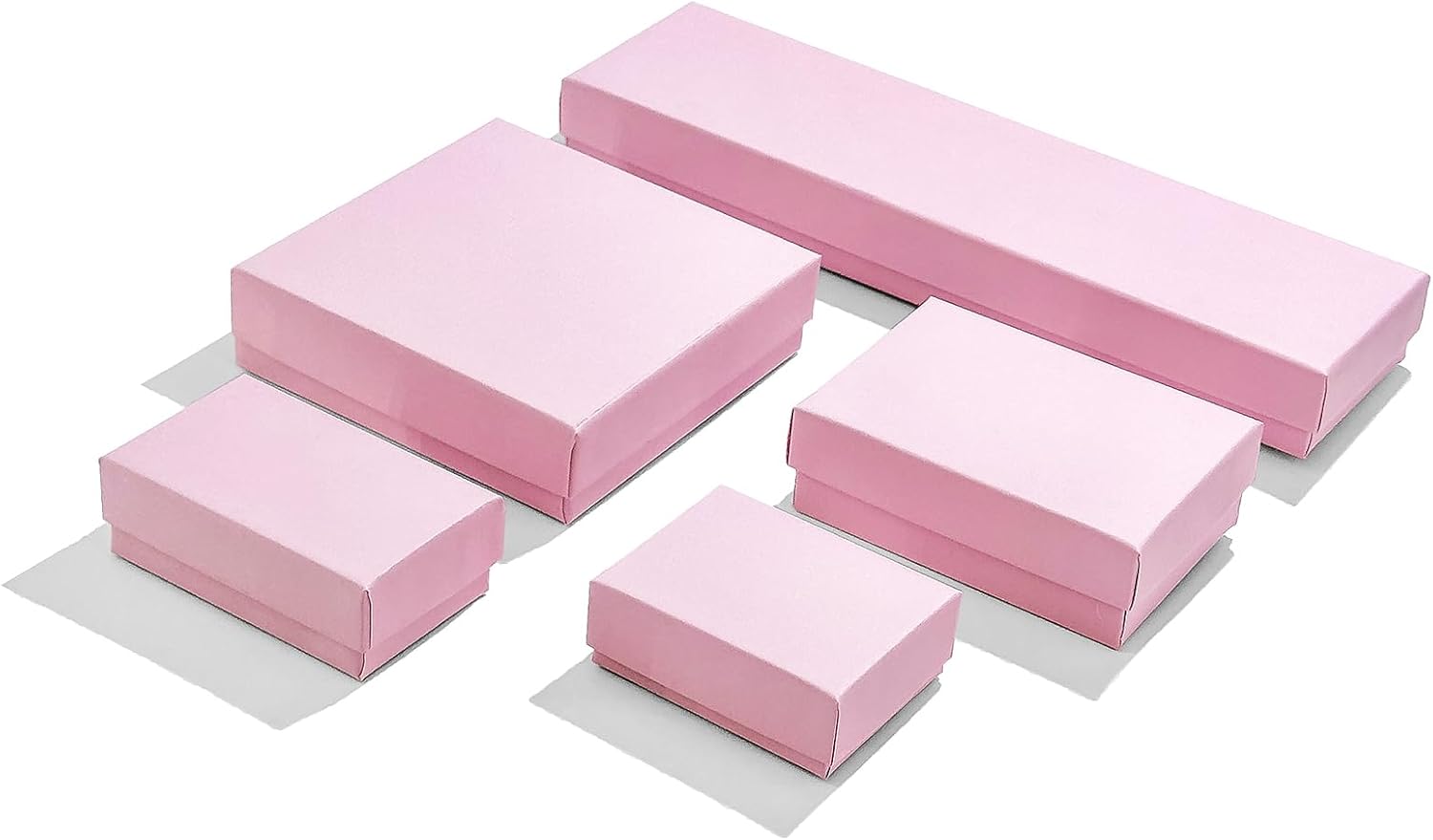 TheDisplayGuys - 25-Pack #99 Cotton Filled Cardboard Paper Jewelry Boxes Gift Case - Pastel Pink (5 Sizes Assortment) - for Shipping or Storage