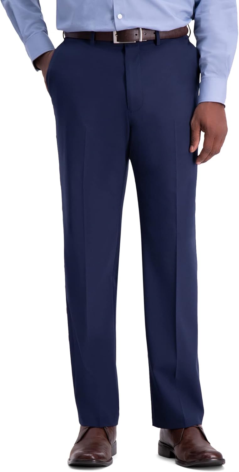 Men's Classic Fit Flat Front Flex Waistband Stretch Dress Pant