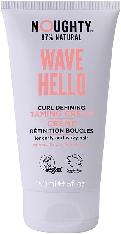 Noughty 97% Natural Wave Hello Curl Taming Cream Sulphate Free Vegan Haircare Vitamin Rich Smoothing Formula for Curly and Wavy Hair with Sea Kelp and Mango Butter 150ml