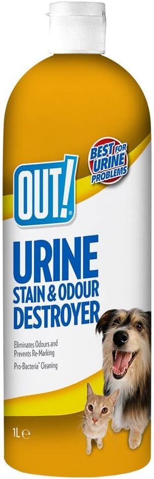 OUT! Urine Stain & Odour Destroyer for Pets | Enzymatic Pro-Bacteria Cleaner - 1 Litre