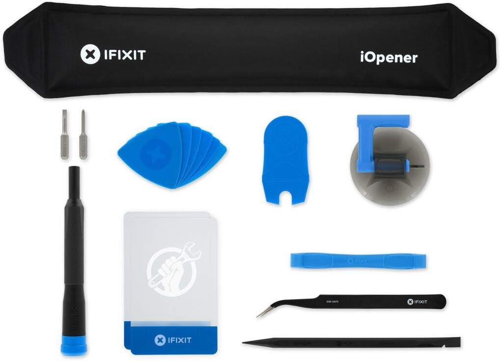iFixit iOpener Toolkit, Special tool to heat up the adhesive of glued tablets and smartphones plus opening tools for opening, prying and repairing