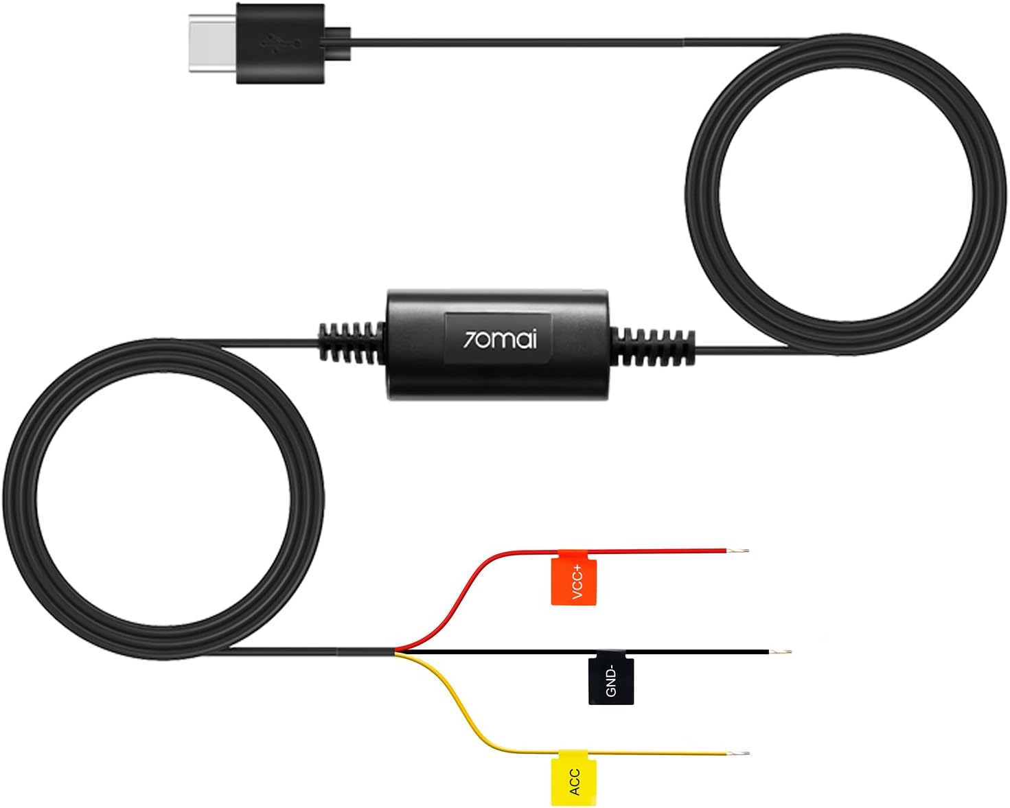 70mai Dash Cam Hardwire Kit UP03 for 70mai M310, A410, A510, A810, A800SE, 4K Omni, T800, T800E, Type-C Hard Wire Kit with Low Voltage Protection, 24 Hour Parking Surveillance, 10ft 12V-30V to 5V/2.4A