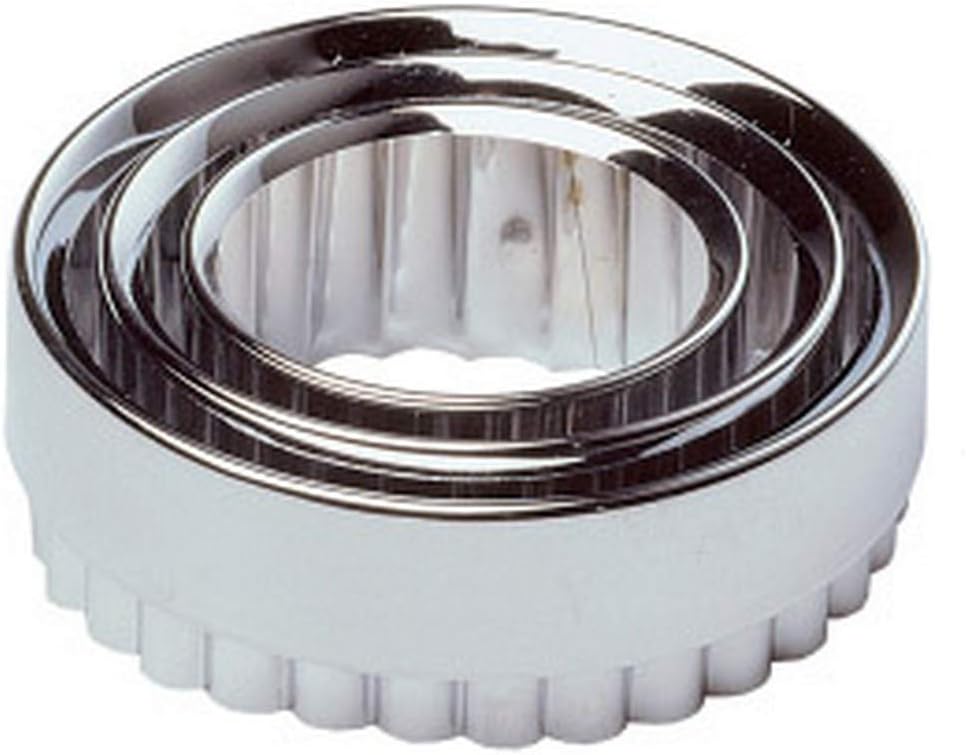 Chef Aid Pastry Cutters, Set Of 3, Cookie Biscuit Cutter, Scone, Mince Pie, Tarts, Mini Quiches, Dough, At Home Baking, Cake Decorating, Fondant Icing, Round Circle Crinkled Stainless Steel Cutters