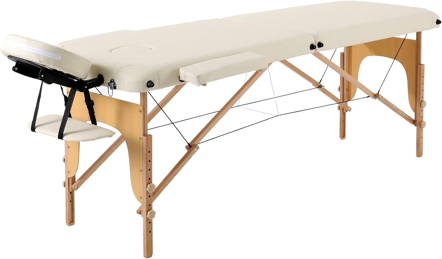 Panana Portable Massage Table Folding Lightweight Beauty Salon Spa Bed Therapy Couch (Beige, 60cm Width 2 Section Wood)