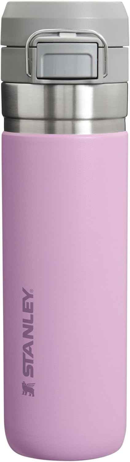 Stanley Quick Flip GO Water Bottle 24 oz | Push Button Lid | Leakproof and Packable for Travel and Sports | Insulated Stainless Steel | BPA-Free | Lilac 2.0