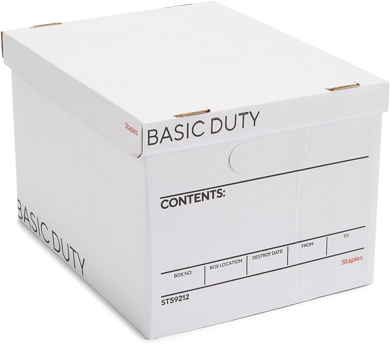 STAPLES Storage & Filing Box, Basic-Duty with Handles & Removeable Lid, Letter & Legal Size Documents, Stackable, 20-Pack, White/Black