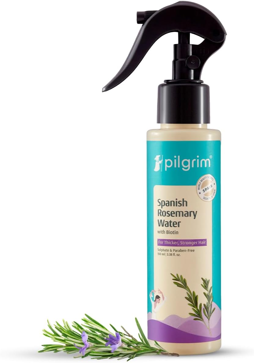 Pilgrim Spanish Rosemary Water Spray with Biotin for Hair Growth 100ml Hair Spray for Regrowth Thicker & Stronger Hair Sulphate & Paraben Free