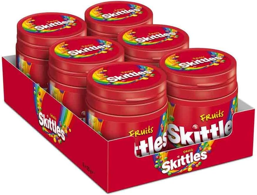 Skittles Sweets Bottle, Vegan Sweets, Bulk Sweets Box, Fruit Chewy Sweets, 6 Packs of 125g