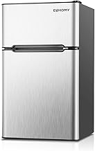 EUHOMY Mini Fridge with Freezer, 3.2 Cu.Ft Compact Refrigerator with freezer, 2 Door Mini Fridge with freezer For Dorm/Bedroom/Office/Apartment- Food Storage or Drink Beer, New Silver