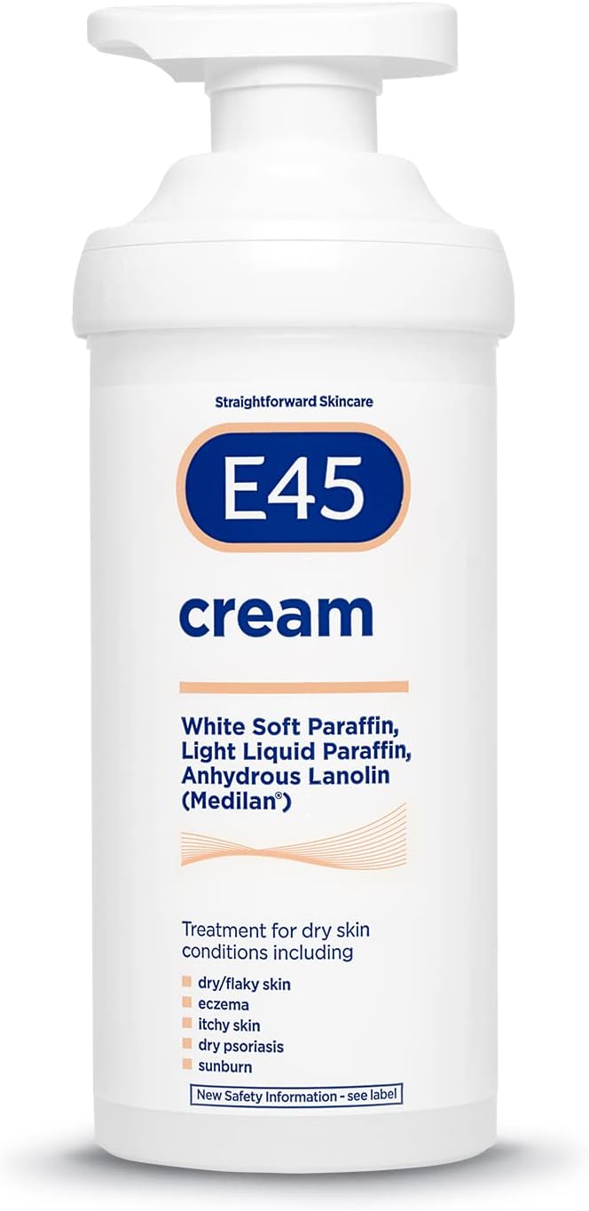E45 Eucalyptus Scented Cream, 500g - Whole Body Moisturizer for Dry Skin & Eczema Relief, Paraffin Enriched