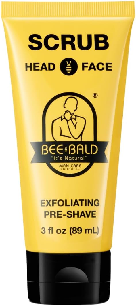 Bee Bald SCRUB Exfoliating Pre-Shave deep cleans and removes pore clogging dirt, oil and dry, flaky skin, preparing it for a ‘super close shave’ and leaving it ‘smoother than a baby's behind’
