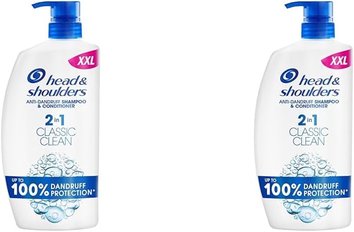 Head & Shoulders Classic Clean 2in1 Anti Dandruff Shampoo, 1000ml. Up to 100% Flake Free, Clinically Proven. For Any Hair and Scalp Type. For Daily use. Clean Feeling (Pack of 2)