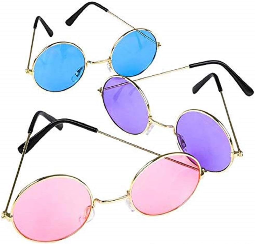 Rhode Island Novelty Round Colored Lens Sunglasses Two Per Order No Color Choice
