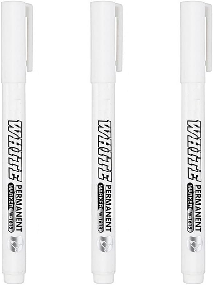 Acrylic Paint Pens, White Pen Set of 3 Glass Paint Markers Fine Tip | Ideal for Wood, Porcelain, Ceramic, Stone, Rock Painting and more