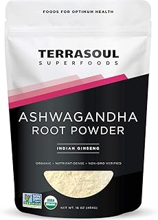 Terrasoul Superfoods Organic Ashwagandha Root Powder, 1 Lb - Stress Adaptogen | May Improve Sleep | Lab-Tested for Quality
