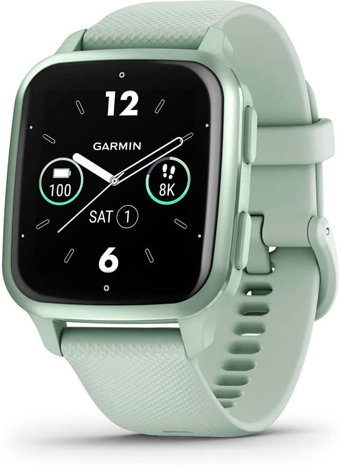 Garmin Venu Sq 2 GPS 40mm Smartwatch, AMOLED Touchscreen, All-day Health Monitoring and Fitness Features, Sports Apps and More, Square Design watch, up to 11 days battery life, Cool Mint