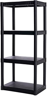 Plano 4-Shelf Standard Duty Plastic Storage Shelves, 48” x 21” x 14”, 200lb Capacity, Pantry, Office, Closet and Garage Shelves, Easy to Assemble, Durable Plastic Shelving Unit