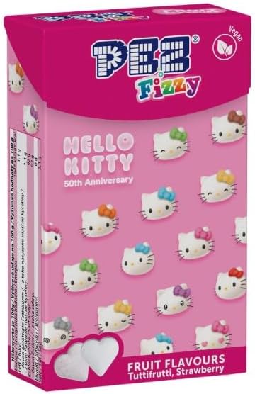 PEZ Hello Kitty Fizzy Strawberry Flavoured Retro Sweets, 30 g Flip Top Box (Pack of 1)