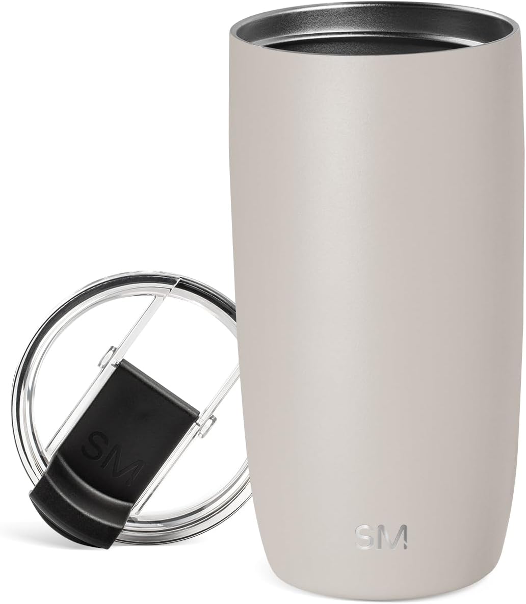Simple Modern Travel Coffee Mug Tumbler with Flip Lid | Reusable Insulated Stainless Steel Cold Brew Iced Coffee Cup Thermos | Gifts for Women Men Him Her | Voyager Collection | 16oz | Almond Birch