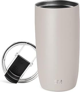 Simple Modern Travel Coffee Mug Tumbler with Flip Lid | Reusable Insulated Stainless Steel Cold Brew Iced Coffee Cup Thermos | Gifts for Women Men Him Her | Voyager Collection | 16oz | Almond Birch