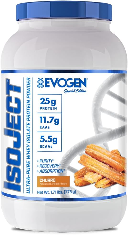 Evogen Isoject - Whey Protein Isolate | Ultra-Pure Whey Protein Powder with Ignitor Enzymes, BCAAs, and EAAs | Enhanced Absorption & Recovery | Churro | 25 Servings