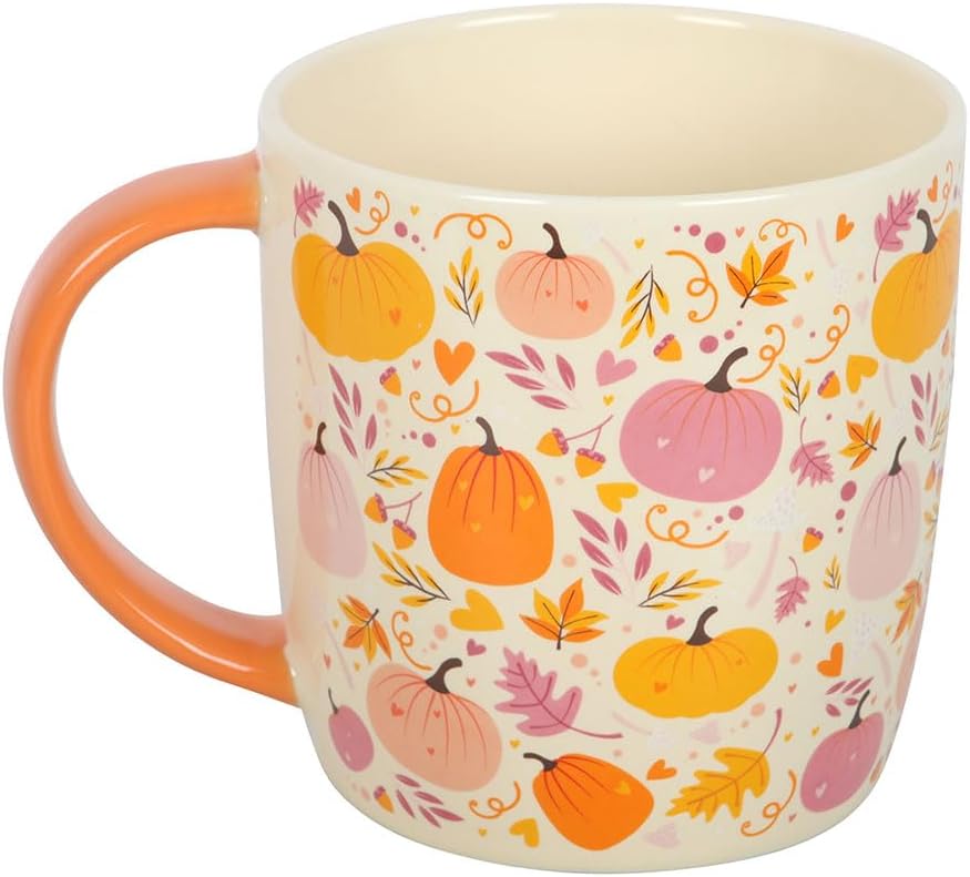 Something Different Wholesale Pink and Orange Pumpkin Print Mug | Ceramic Cup for Hot Beverages