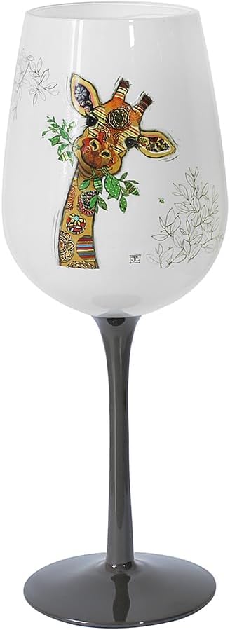Lesser & Pavey Bug Art Gina Giraffe Wine Glass for Home, Kitchen, Restaurant & Parties | Lovely Wine Glassware for Drinks | Lovely Gift for Women, Men, Wedding & Christmas