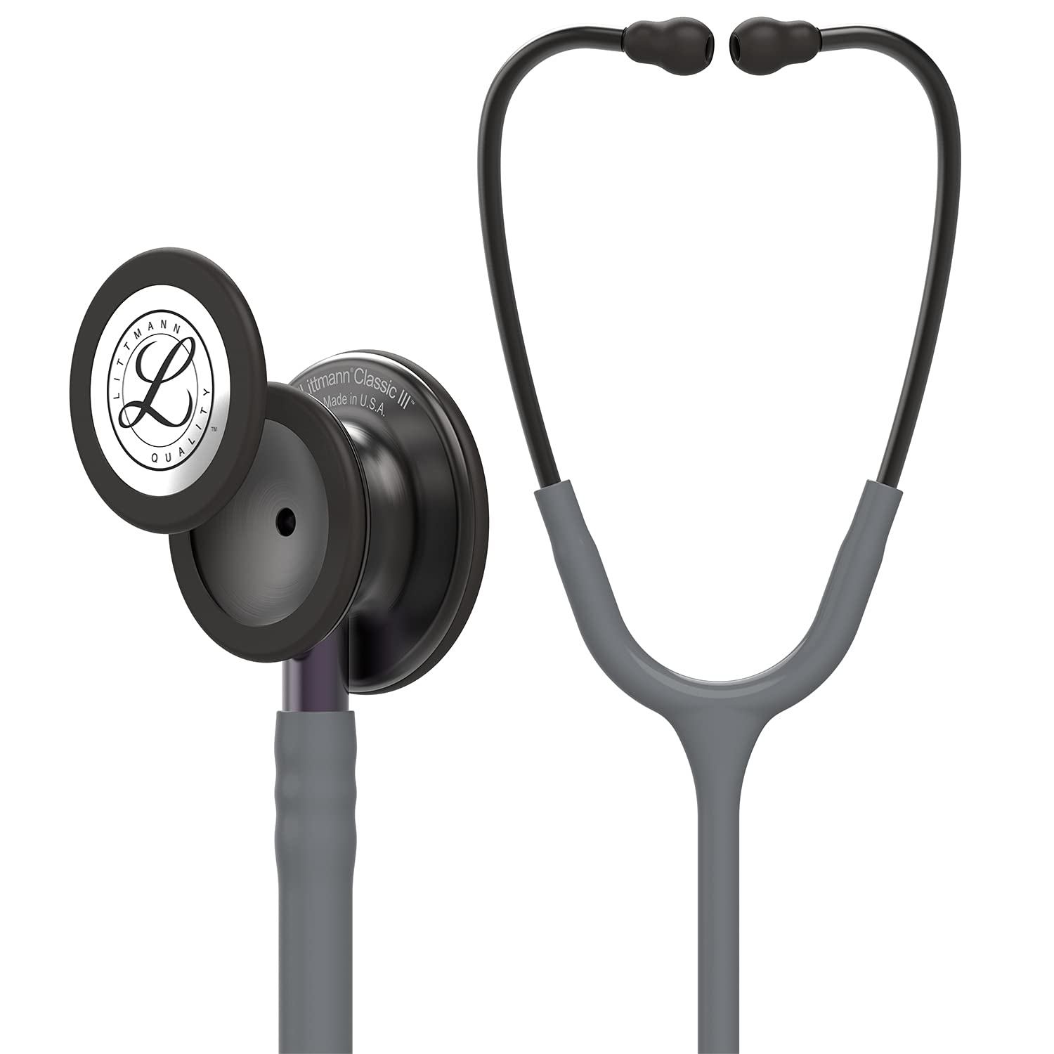 3M Littmann Classic III Monitoring Stethoscope, 5873, More Than 2X as Loud, Weighs Less, Stainless Steel Smoke-Finish Chestpiece, Grey Tube, 27" Violet Gray Stem, and Smoke Headset
