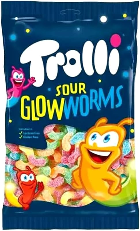 TROLLI Fruit Flavour Gummy Fruity Sweets Bags (Sour Glow Worms Bags 150g, 5)