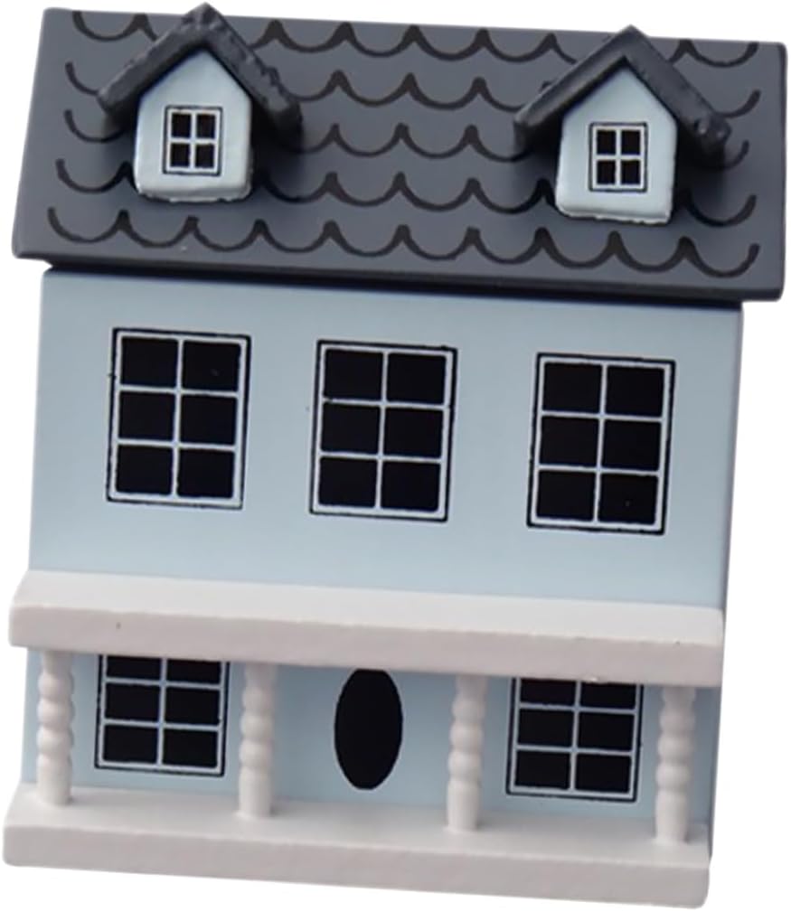 Abaodam Wooden House Model Painted Mini House Decor for Boys and Girls Rooms Lifelike Decorative Model Smooth for Tabletops and Shelves Scale Dollhouse Accessory