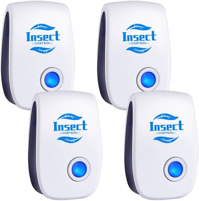 Ultrasonic Pest Repeller, 4 Pack Electronic Plug In Mice Repellent Indoor Pest Control Insect, Insect Repellent for Mosquitos, flys, Spiders, Ants, Bugs