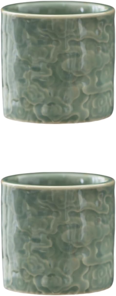 Ceramic Espresso Cups Set of 2, 3.4 Oz Espresso Coffee Mugs, Japansese Tea Cups, Small Coffee Cups No Handles (green, 2)