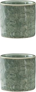 Ceramic Espresso Cups Set of 2, 3.4 Oz Espresso Coffee Mugs, Japansese Tea Cups, Small Coffee Cups No Handles (green, 2)