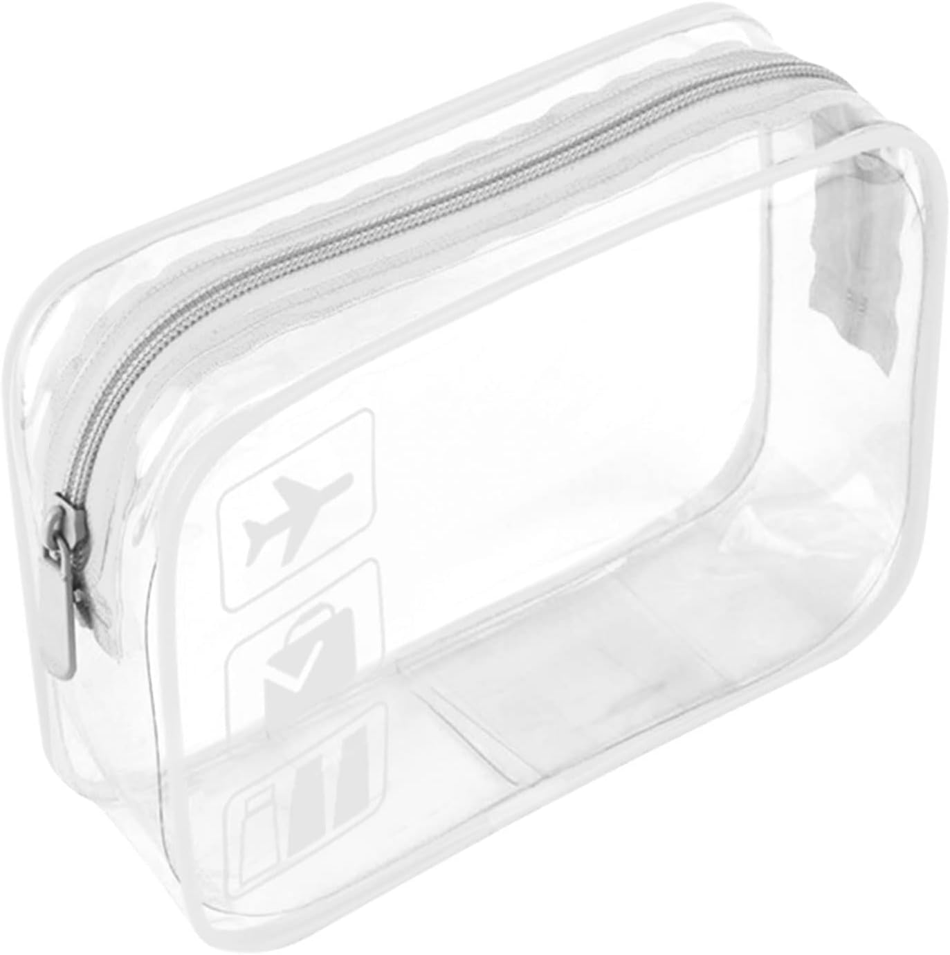 Clear Travel Toiletry Bag TSA Approved Quart Size Travel Bag Airport Security Carry On Liquid Bag Cosmetic Pouch Shower Bag Transparent Toiletries Bags (White
