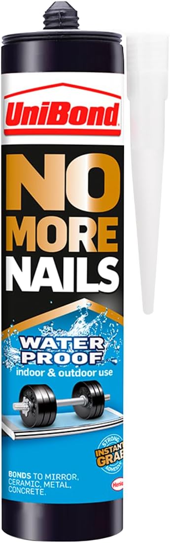 No More Nails Waterproof, Heavy-Duty Mounting Adhesive, Strong Glue for Mirrors, Wood, Ceramic, Metal etc., No Nails Instant Grab Adhesive Indoor & Outdoor, 1 x 450g Cartridge