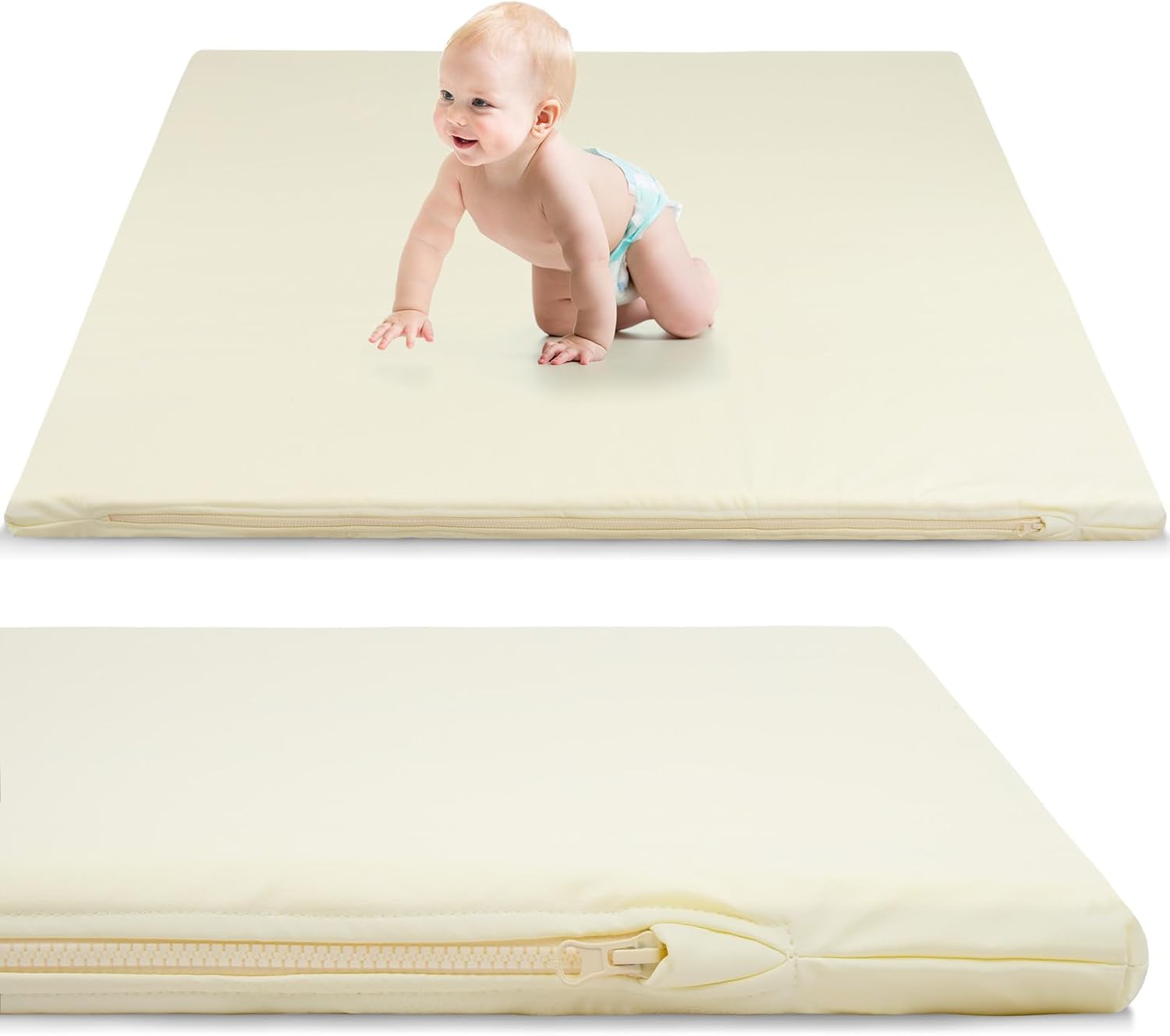 Naxudcoo Baby Play Mat：Foldable Play Mat for Babies Kids Play Mat, Baby Play Mats for Floor Waterproof Play Mat for Baby, Large Infant Playmat for 1-3 Year Toddlers (White)