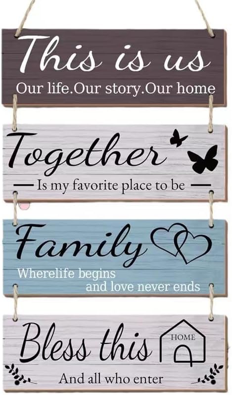 4pcs Rustic Wall Hanging Office Wall Decor Wooden Hangings Ability Sign Wall Art Decoration Farmhouse Wooden Door Signs Positive Plaque with Quotes Motivational Decor for Home Office Art Decoration