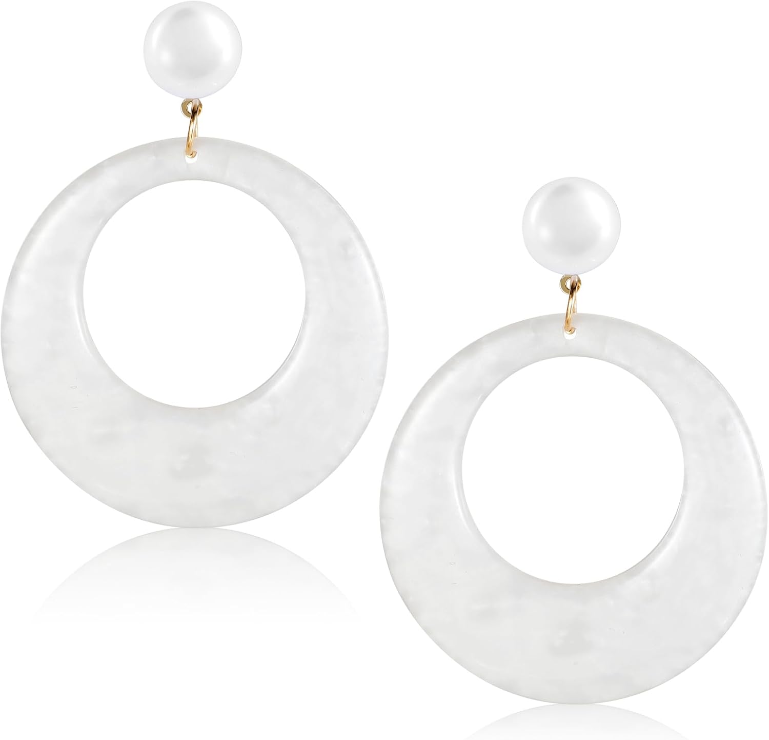 70s Earrings Fashion Statement Earrings Trendy PET Earring 70s Accessories White Simple Retro Jewelry Groovy Boho Drop Dangle Disco Outfits